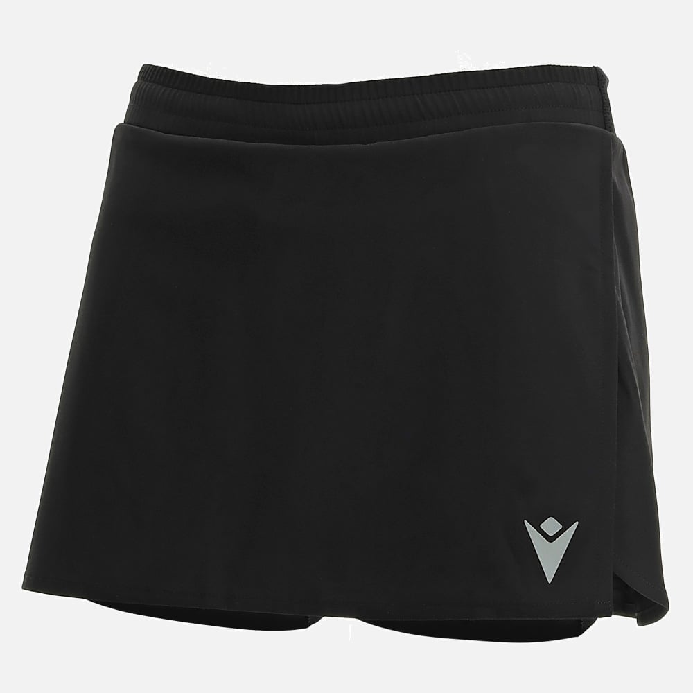 Gonna Padel Donna Macron Cecilia Skirt - Nera, Microfibra Elasticizzata, Vita Elastica, Pacchetto Da 1